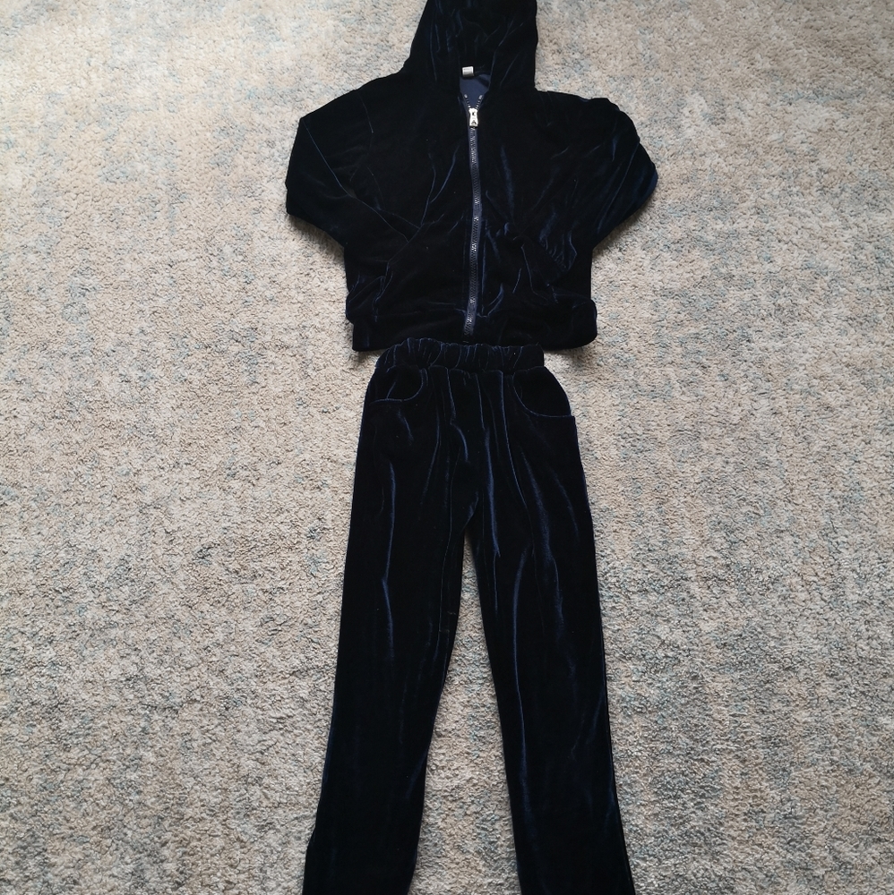 Velvet Hoodie and Pants, Size 130cm